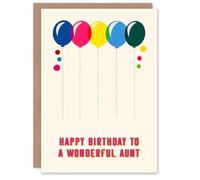 Artery8 Aunt Happy Birthday Card Fun Colourful Cheerful Pink Blue Yellow Balloons For Her Greeting Card