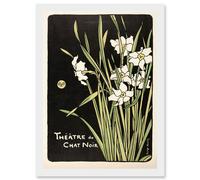 Auriol Program Cover Theatre Chat Noir Vintage Advert Artwork Framed Wall Art Print A4 Artery8 White One Size