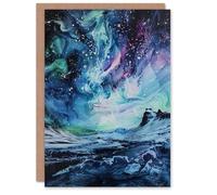 Artery8 Aurora Australis Antarctica Liquid Paint Landscape Greeting Birthday Card Him Her All Blank
