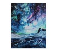 Artery8 Aurora Australis Antarctica Liquid Paint Landscape Living Room Large Wall Art Poster Print Thick Paper 18X24 Inch