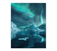 Artery8 Aurora Australis Antarctica Night Iceberg Seascape Wall Art Print in Blue | Size: W12" x H16" Artery8 Blue W12" x H16"