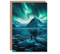 Artery8 Aurora Australis Penguin Antarctica Ice Landscape Greeting Birthday Card Him Her All Blank