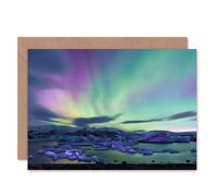 Artery8 Aurora Borealis Northern Lights Sky Iceland Landscape Card Artery8 Multicolor