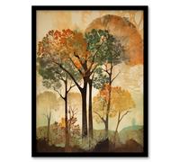 Artery8 Autumn Again By George Sinclair Earthy Vintage Trees Botanical Aesthetic Modern Painting Art Print Framed Poster Wall Decor 12x16 inch Artery8 Black W12" x H16"