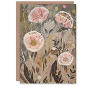 Artery8 Greeting Card Autumn Carnations Flowers Artwork Rustic Floral For Her Woman Birthday Card
