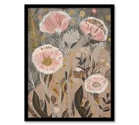 Artery8 Autumn Carnations Flowers Artwork Rustic Floral Framed Art Print in Beige | Size: W12" x H16" Artery8 Beige W12" x H16"