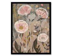 Artery8 Autumn Carnations Flowers Artwork Rustic Floral Living Room Artwork Framed Wall Art Print 18X24 Inch