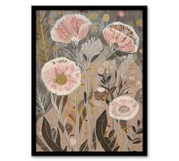 Artery8 Autumn Carnations Flowers Artwork Rustic Floral Wall Art Print - A4 Size