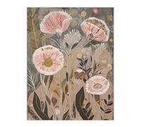 Artery8 Autumn Carnations Flowers Artwork Rustic Floral Wall Art Print in Beige | Size: W12" x H16" Artery8 Beige W12" x H16"