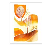 Artery8 Autumn Countryside Trees Abstract Watercolour Living Room Large Wall Art Poster Print Thick Paper 18X24 Inch
