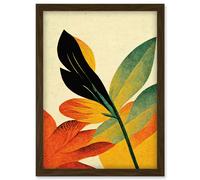Autumn Creeps In. Abstract Plant Tree Leaf Painting Artwork Framed Wall Art Print A4 Artery8 Brown One Size