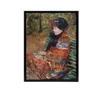 Artery8 Autumn Portrait of Lydia in a Park Cassatt Black Framed Canvas Art | Size: W24" x H32" Artery8 Multicolor W24" x H32"