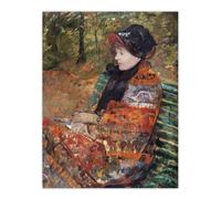 Artery8 Autumn Portrait of Lydia in a Park Cassatt Wall Art Print Poster | Size: W18" x H24" Artery8 Multicolor W18" x H24"