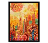 Artery8 Autumn Sunset in Central Park Painting NYC Living Room Artwork Framed Wall Art Print A4