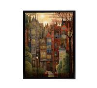 Artery8 Autumn Sunset in English Cityscape Framed Canvas Wall Art Print in Brown | Size: W24" x H32" Artery8 Brown W24" x H32"