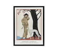 Artery8 Autumn Symphony Fashion Worth Advert Barbier Black Framed Canvas Art in White | Size: W18" x H24" Artery8 White W18" x H24"