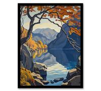 Artery8 Autumn Tree Lake District Cumbria Mountains Framed Art Print | Size: W12" x H16" Artery8 Multicolor W12" x H16"