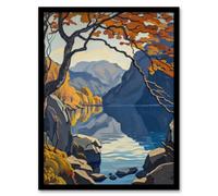 Artery8 Autumn Tree Lake District Cumbria Mountains Wall Art Print - A4 Size