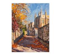 Artery8 Autumnal Day Bishop Auckland Castle Oil Painting Living Room Large Wall Art Poster Print Thick Paper 18X24 Inch