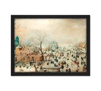 Artery8 Avercamp Winter Landscape Ice Skaters Painting Artwork Framed Wall Art Print 18X24 Inch