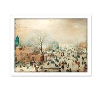 Artery8 Avercamp Winter Landscape Ice Skaters Painting Artwork Framed Wall Art Print 18X24 Inch