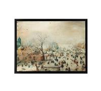 Artery8 Avercamp Winter Landscape With Skaters Framed Canvas Wall Art Print in Beige | Size: W12" x H16" Artery8 Beige W12" x H16"