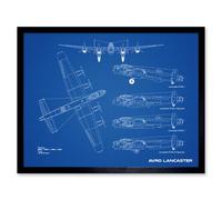 Artery8 Avro Lancaster Bomber Aircraft Plane Blueprint Plan Art Print Framed Poster Wall Decor 12x16 inch