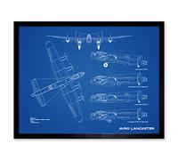 Artery8 Avro Lancaster Bomber Aircraft Plane Blueprint Plan Art Print Framed Poster Wall Decor 12x16 inch