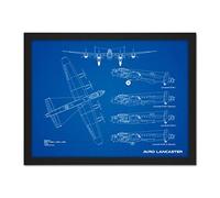 Artery8 Avro Lancaster Bomber Aircraft Plane Blueprint Plan Artwork Framed Wall Art Print 18X24 Inch
