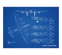 Artery8 Avro Lancaster Bomber Aircraft Plane Blueprint Plan Large Wall Art Poster Print Thick Paper 18X24 Inch