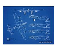 Artery8 Avro Lancaster Bomber Aircraft Plane Blueprint Plan Unframed Wall Art Print Poster Home Decor Premium