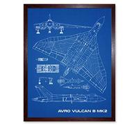 Artery8 Avro Vulcan Strategic Bomber Aircraft Blueprint Plan Art Print Framed Poster Wall Decor 12x16 inch