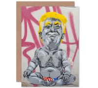 Artery8 Baby Trump Graffiti Greetings Card in Grey Artery8 Grey