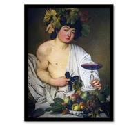 Artery8 Bacchus Roman Mythology God By Caravaggio Framed Wall Art Print 18X24 : Expressive allegory bursting with emotion ideal for art lover’s bedroom hallway or vibrant living room