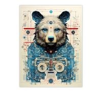 Artery8 Badass Bear Robot Hybrid Secret Military Weapon Schematic Blueprint Futuristic Complex Arcane Manuscript Gift For Him Man Cave Unframed Wall Artery8 Multicolor W12" x H16"