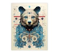 Badass Bear Robot Hybrid Secret Military Weapon Schematic Blueprint Futuristic Complex Arcane Manuscript Gift For Him Man Cave Unframed Wall Art Print Artery8 Multi W18 inch x H24 inch