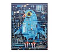 Artery8 Badass Bird Robot Hybrid Secret Military Schematic Blueprint Futuristic Complex Arcane Manuscript Gift For Him Man Cave Large Wall Art Poster Print Thick Paper 18X24 Inch