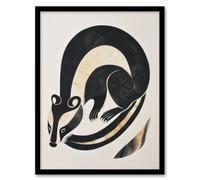 Artery8 Badger Inuit Art Style Animal Painting Framed Art Print in Black | Size: W12" x H16" Artery8 Black W12" x H16"