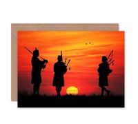 Artery8 Bagpipes Scottish Silhouette Sunset Scotland Card Artery8 Multicolor