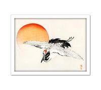 Artery8 Bairei Flying Barn Swallow Bird Japanese Illustration Artwork Framed Wall Art Print 18X24 Inch