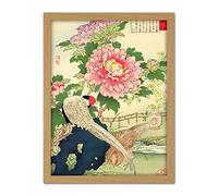 Artery8 Bairei Kacho Gafu Spring Peony And Silver Pheasants Artwork Framed Wall Art Print 18X24 Inch