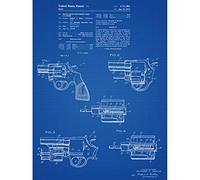 Artery8 Baker Colt Removable Cylinder Revolver Gun Classic 1973 Patent Plan Art Print Canvas Premium Wall Decor Poster Mural