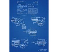 Artery8 Baker Colt Removable Cylinder Revolver Gun Classic 1973 Patent Plan Premium Wall Art Canvas Print 18X24 Inch
