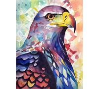Artery8 Bald Eagle Bird Folk Art Multicoloured Watercolour Painting Extra Large XL Wall Art Poster Print