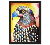 Artery8 Bald Eagle Bird Folk Art Watercolour Painting Artwork Framed A3 Wall Art Print