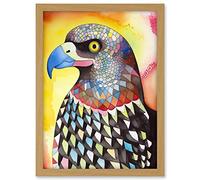 Artery8 Bald Eagle Bird Folk Art Watercolour Painting Artwork Framed A3 Wall Art Print