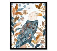 Artery8 Bald Eagle On Autumn Tree Watercolour Folk Wall Art Wall Art Print - A4 Size