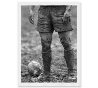 Ball Rugby Mud Bowl Sport Scrum A4 Artwork Framed Wall Art Print Artery8 White One Size