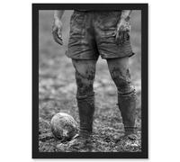 Ball Rugby Mud Bowl Sport Scrum A4 Artwork Framed Wall Art Print Artery8 Black One Size