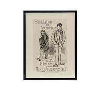 Artery8 Ballade du Ventre Theatre Poster Steinlen Black Framed Canvas Wall Art in Beige | Size: W18" x H24" Artery8 Beige W18" x H24"